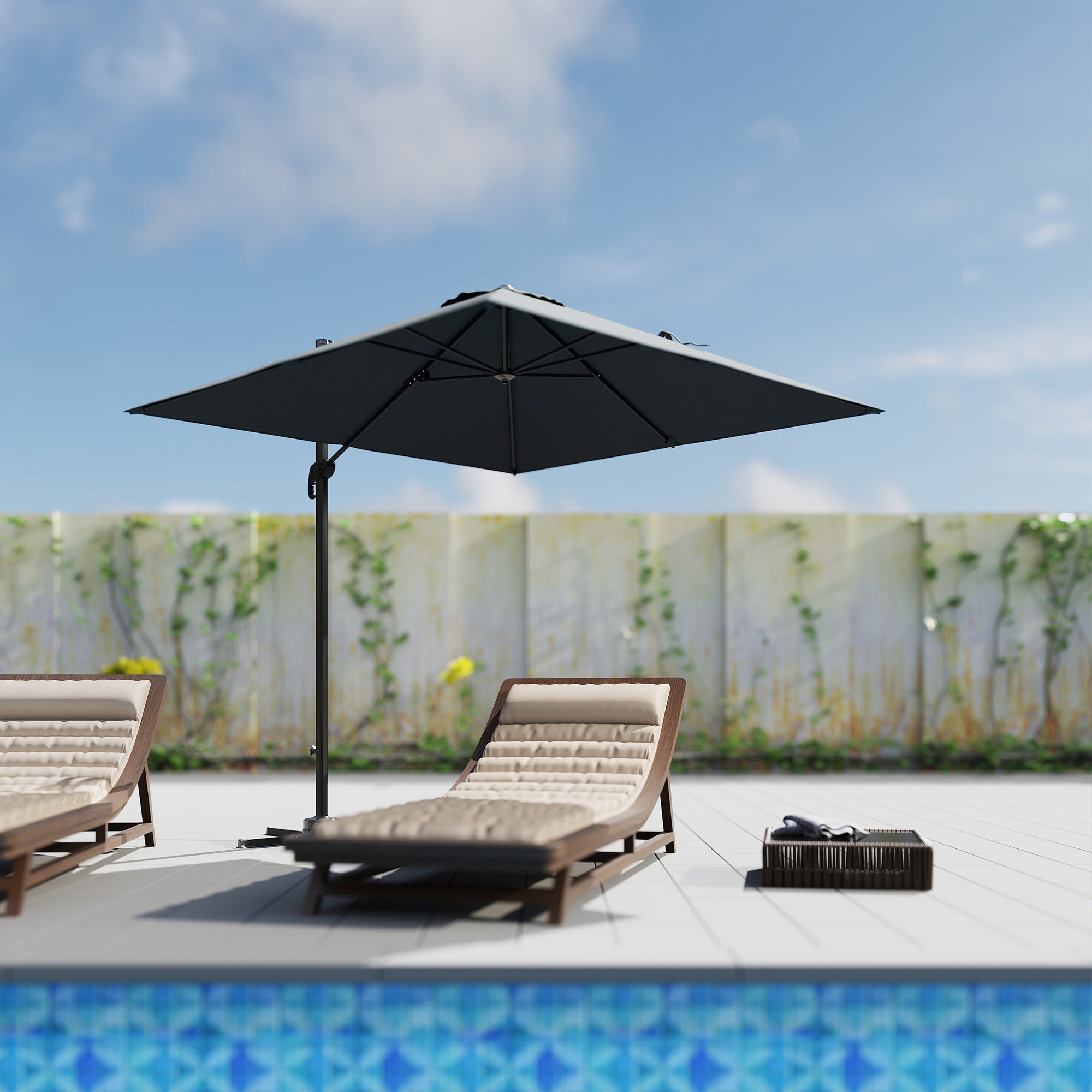 hampton bay 8 ft square aluminum cantilever offset patio umbrella Outsunny 8' Square Cantilever Umbrella, UPF50 , 360° Rotation, Dark Grey