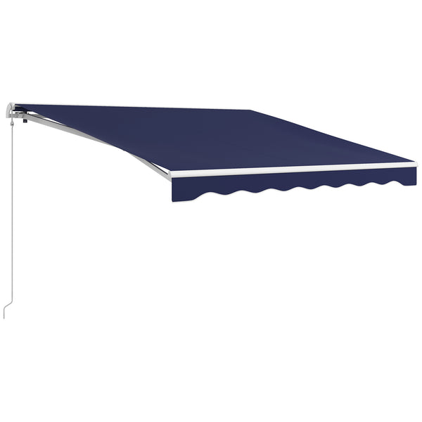 Outsunny 10' x 8' Electric Awning, Retractable Awning, UV Protection Sun Shade Shelter with Remote Controller and Manual Crank Handle for Deck, Balcony, Yard, Dark Blue