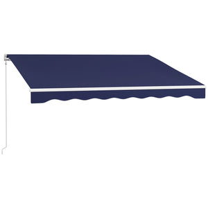 Outsunny 10' x 8' Electric Awning, Retractable Awning, UV Protection Sun Shade Shelter with Remote Controller and Manual Crank Handle for Deck, Balcony, Yard, Dark Blue