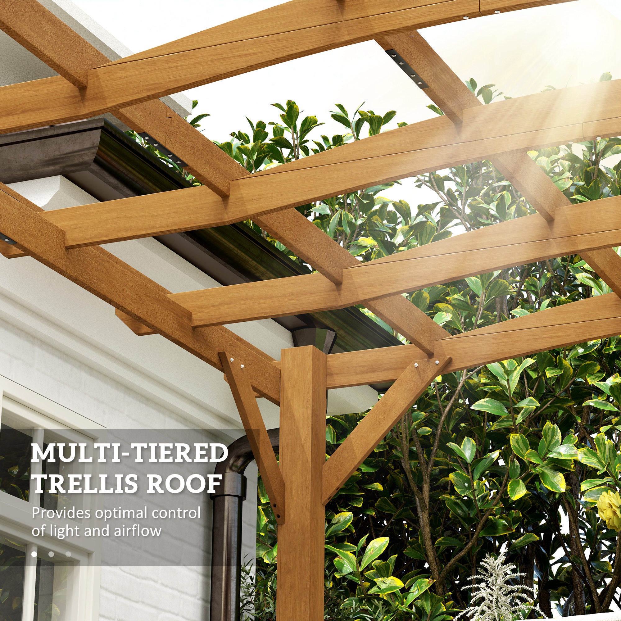 dark wood trellis Outsunny 10' x 12' Wood Pergola, Outdoor Gazebo Grape Trellis with Arched Roof for Climbing Plant Support, Dark Brown