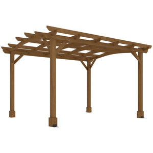 Outsunny 10' x 12' Outdoor Pergola, Wood Gazebo Grape Trellis with Arched Roof, Stable Structure and Concrete Anchors for Climbing Plant Support, Garden, Patio, Backyard, Deck, Dark Brown