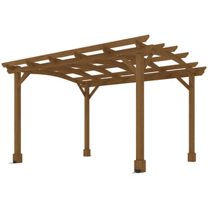 Outsunny 10' x 12' Outdoor Pergola, Wood Gazebo Grape Trellis with Arched Roof, Stable Structure and Concrete Anchors for Climbing Plant Support, Garden, Patio, Backyard, Deck, Dark Brown