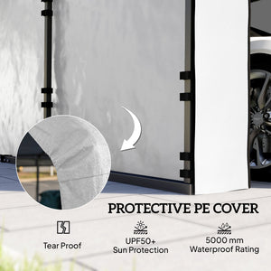 Carport Replacement Sidewall Panels Set of 4 for 10' x 15' Carports, UPF50+ Waterproof PE Tarp Replacement Side Wall Cover with Zipper Door, Top Cover and Frame Not Included, White