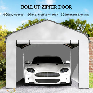 Carport Replacement Sidewall Panels Set of 4 for 10' x 15' Carports, UPF50+ Waterproof PE Tarp Replacement Side Wall Cover with Zipper Door, Top Cover and Frame Not Included, White