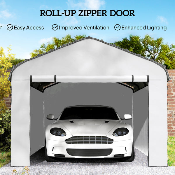 Carport Replacement Sidewall Panels Set of 4 for 10' x 15' Carports, UPF50+ Waterproof PE Tarp Replacement Side Wall Cover with Zipper Door, Top Cover and Frame Not Included, White