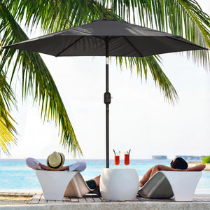2.6 m Garden Parasol Umbrella with Aluminium Pole, Outdoor Table Market Patio Umbrella Sun Shade with Tilt and Crank, Vent, Black