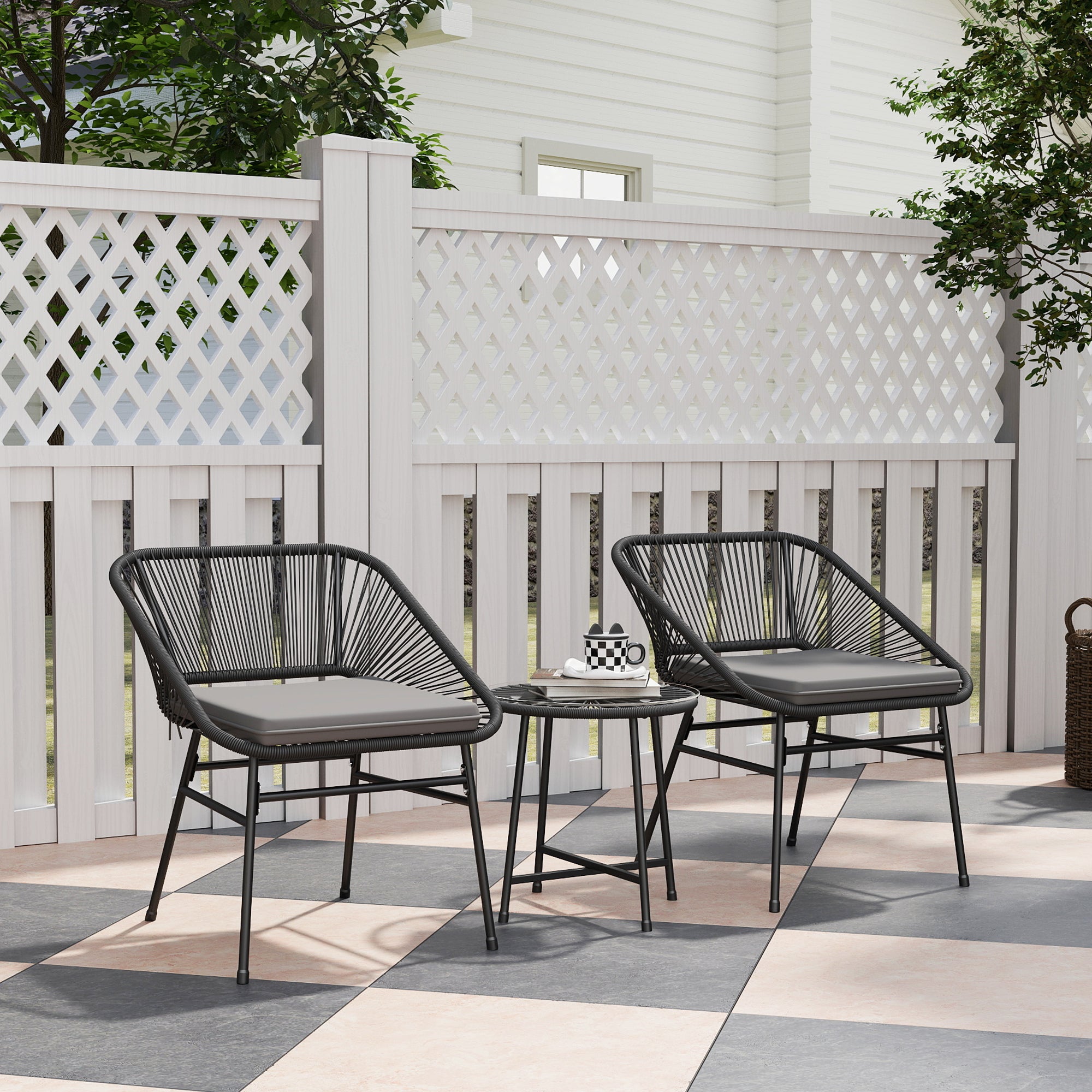 Outsunnny Pieces Wicker Patio Furniture Set, Acapulco Chair Set