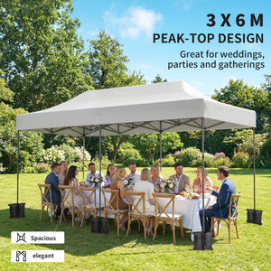 10 x 20 ft Pop Up Canopy Tent, Heavy Duty UPF50+ Outdoor Portable Instant Canopy Shelter with Wheeled Carry Bag, Sandbags, Adjustable Height for Parties, Events, Camping, White