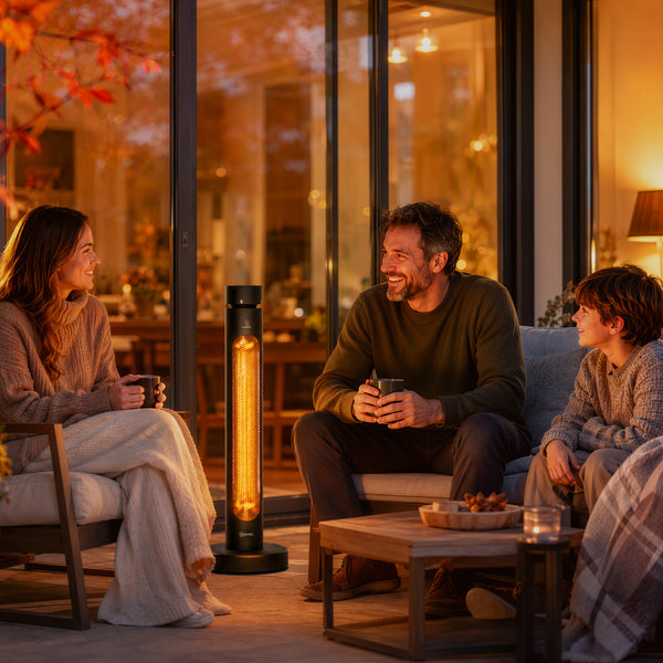 2000 W Electric Infrared Patio Heater, Free Standing Oscillating Outdoor Garden Heater with Knob/Remote Control, 8 Heat Settings, 8H Timer, IP45, Tip-over Protection, Black