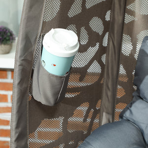 Swivel Egg Chair with Cushions, Foldable Basket Seat and Metal Frame, Indoor Outdoor Lounge Chair for Balcony, Patio and Living Room, Grey