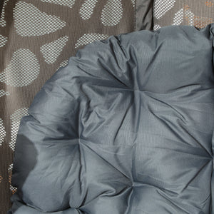 Swivel Egg Chair with Cushions, Foldable Basket Seat and Metal Frame, Indoor Outdoor Lounge Chair for Balcony, Patio and Living Room, Grey