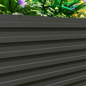 Galvanized Raised Garden Bed, 8' x 4' x 2' Large Outdoor Metal Planter Box, Standing Raised Bed for Growing Flowers, Herbs and Vegetables, Dark Grey