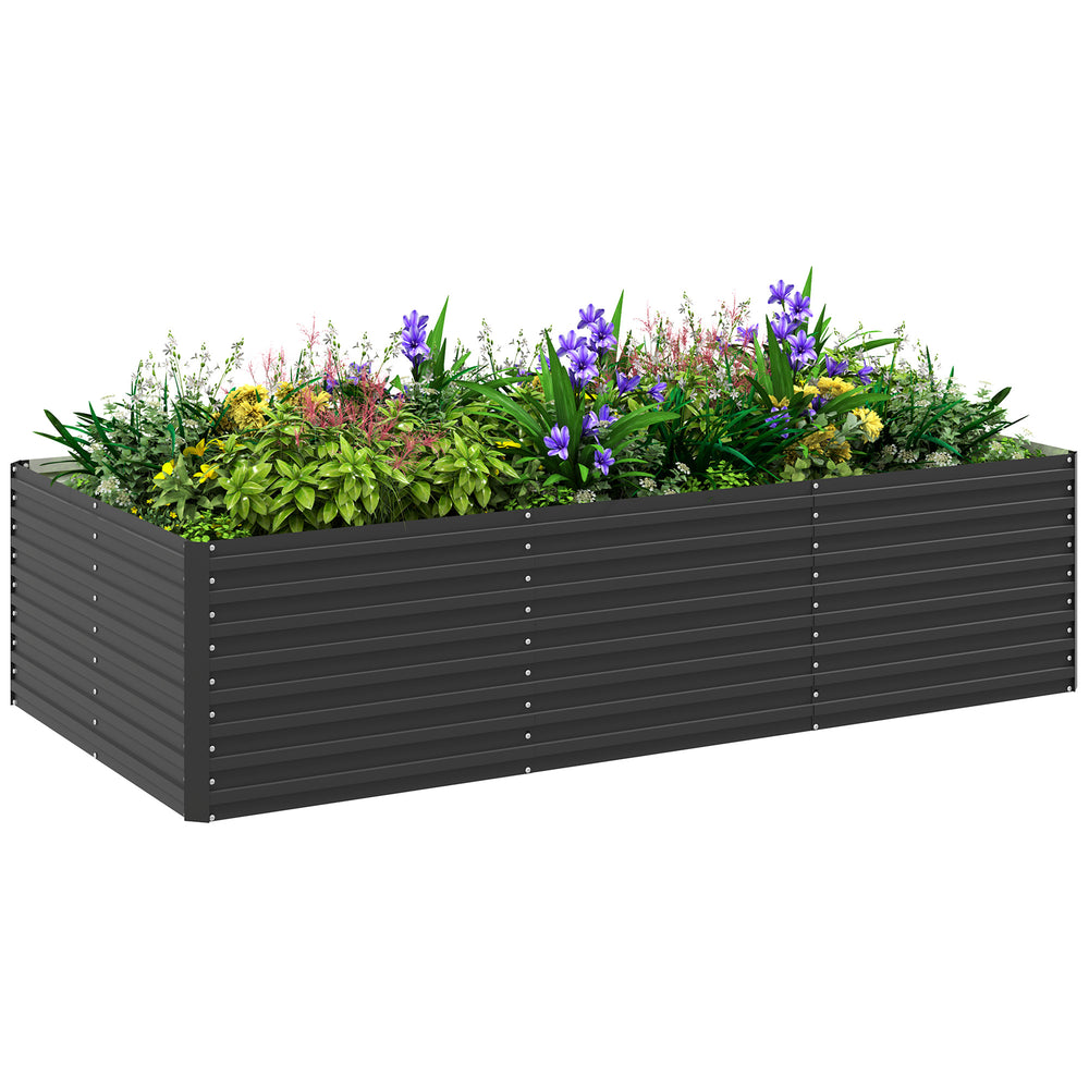 Galvanized Raised Garden Bed, 8' x 4' x 2' Large Outdoor Metal Planter Box, Standing Raised Bed for Growing Flowers, Herbs and Vegetables, Dark Grey