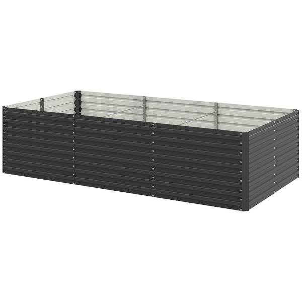 Galvanized Raised Garden Bed, 8' x 4' x 2' Large Outdoor Metal Planter Box, Standing Raised Bed for Growing Flowers, Herbs and Vegetables, Dark Grey
