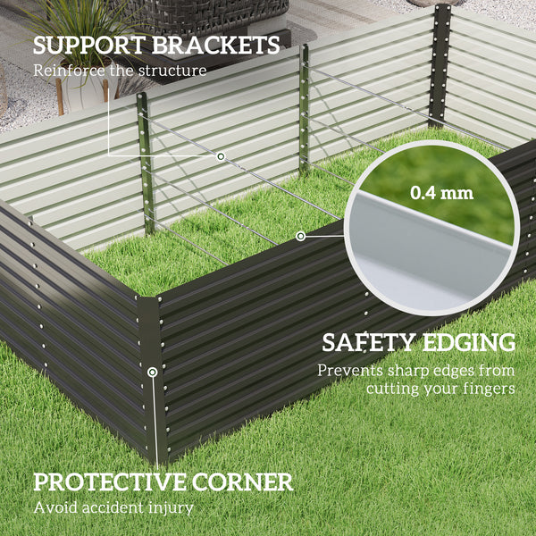Galvanized Raised Garden Bed, 8' x 4' x 2' Large Outdoor Metal Planter Box, Standing Raised Bed for Growing Flowers, Herbs and Vegetables, Dark Grey