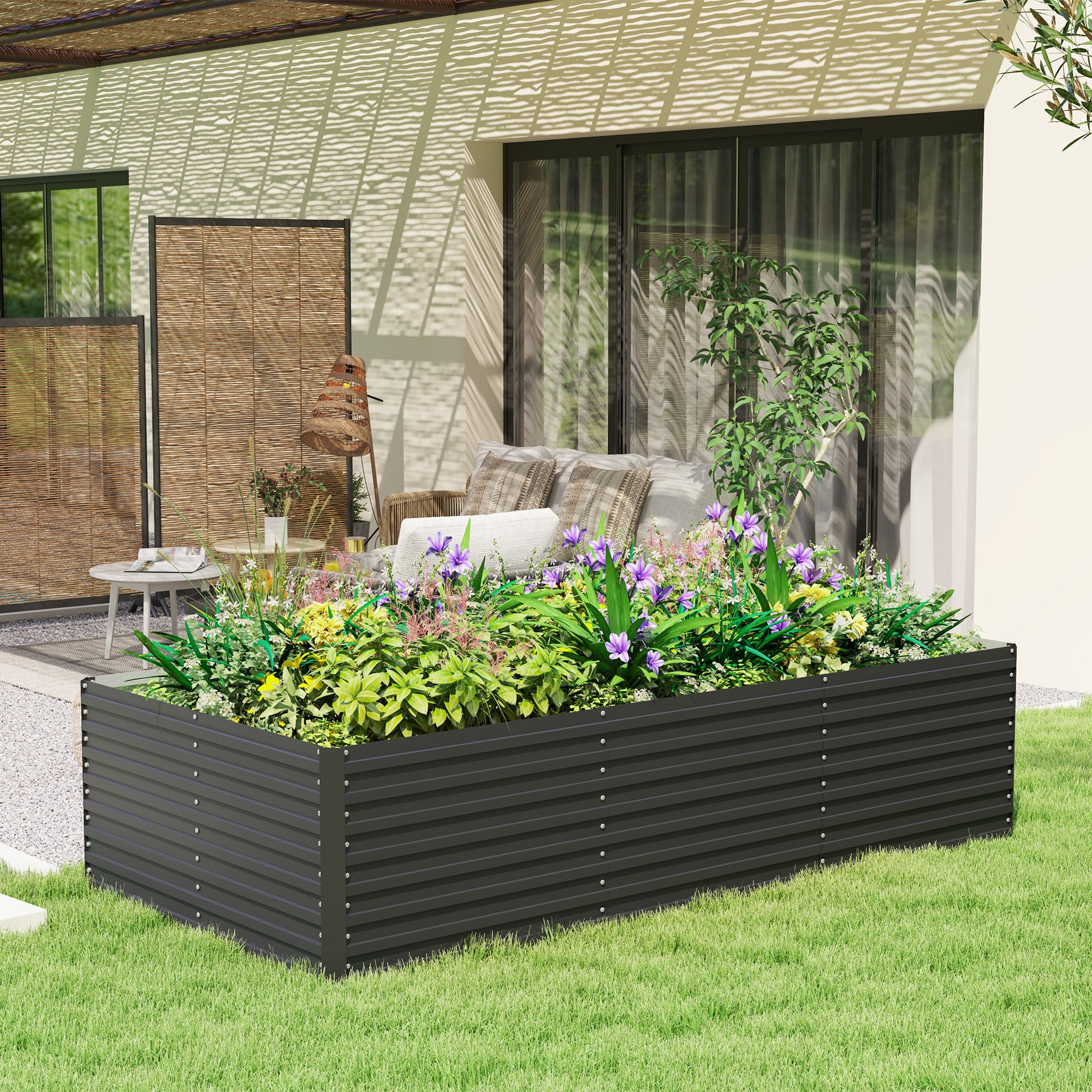 Outsunny 8' x 4' x 2' Large Galvanized Raised Garden Bed with Deep