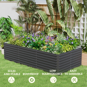 Galvanized Raised Garden Bed, 8' x 4' x 2' Large Outdoor Metal Planter Box, Standing Raised Bed for Growing Flowers, Herbs and Vegetables, Dark Grey