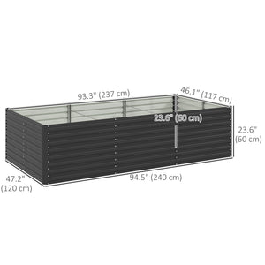 Galvanized Raised Garden Bed, 8' x 4' x 2' Large Outdoor Metal Planter Box, Standing Raised Bed for Growing Flowers, Herbs and Vegetables, Dark Grey