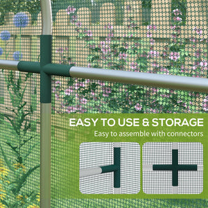 4' x 12' Crop Cage, Plant Protection Tent with Zippered Door and Galvanized Steel Frame, Fruit Cage Netting Cover for Garden, Yard, Lawn, Green