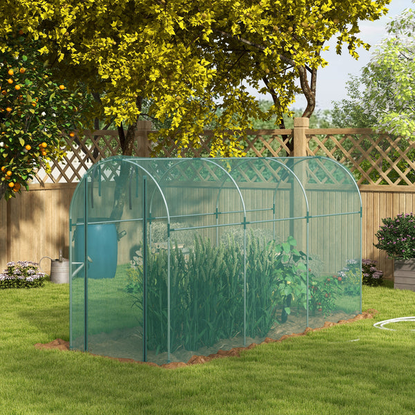 4' x 12' Crop Cage, Plant Protection Tent with Zippered Door and Galvanized Steel Frame, Fruit Cage Netting Cover for Garden, Yard, Lawn, Green