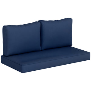 2 Seater Outdoor Seat Cushions with Backrest, Loveseat Double Sofa Outdoor Furniture Cushions, Fade-Resistant Replacement Patio Cushions for Indoor and Outdoor, Navy Blue