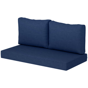 2 Seater Outdoor Seat Cushions with Backrest, Loveseat Double Sofa Outdoor Furniture Cushions, Fade-Resistant Replacement Patio Cushions for Indoor and Outdoor, Navy Blue
