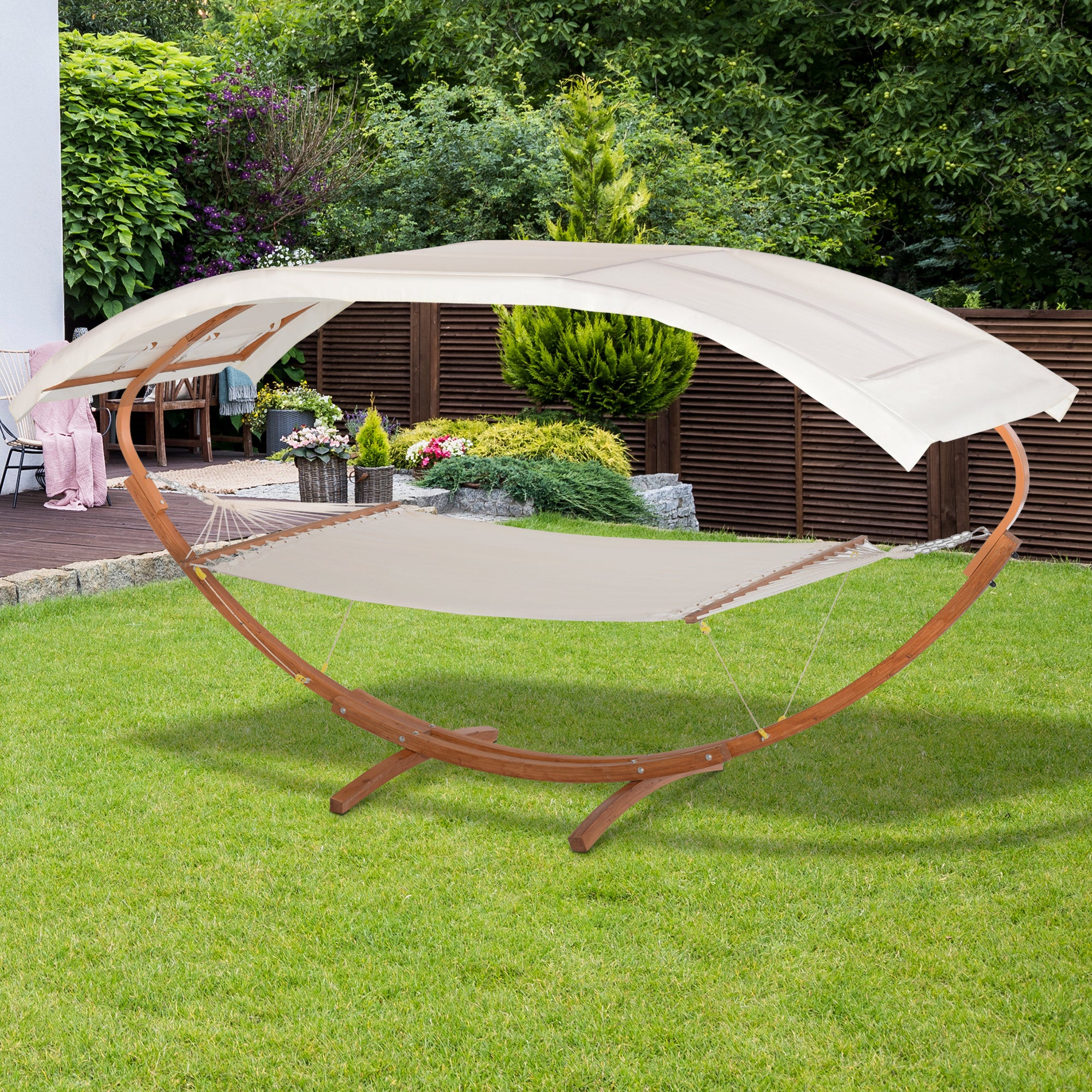Free Standing Hammock With Roof Outsunny Heavy Duty Wooden