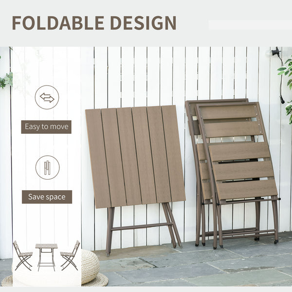 3 Piece Foldable Garden Bistro Set Patio Furniture Set with Table and 2 Chairs for Conservatory Balcony Terrace, Grey