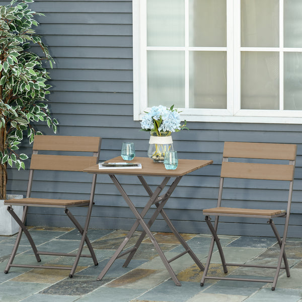 3 Piece Foldable Garden Bistro Set Patio Furniture Set with Table and 2 Chairs for Conservatory Balcony Terrace, Grey