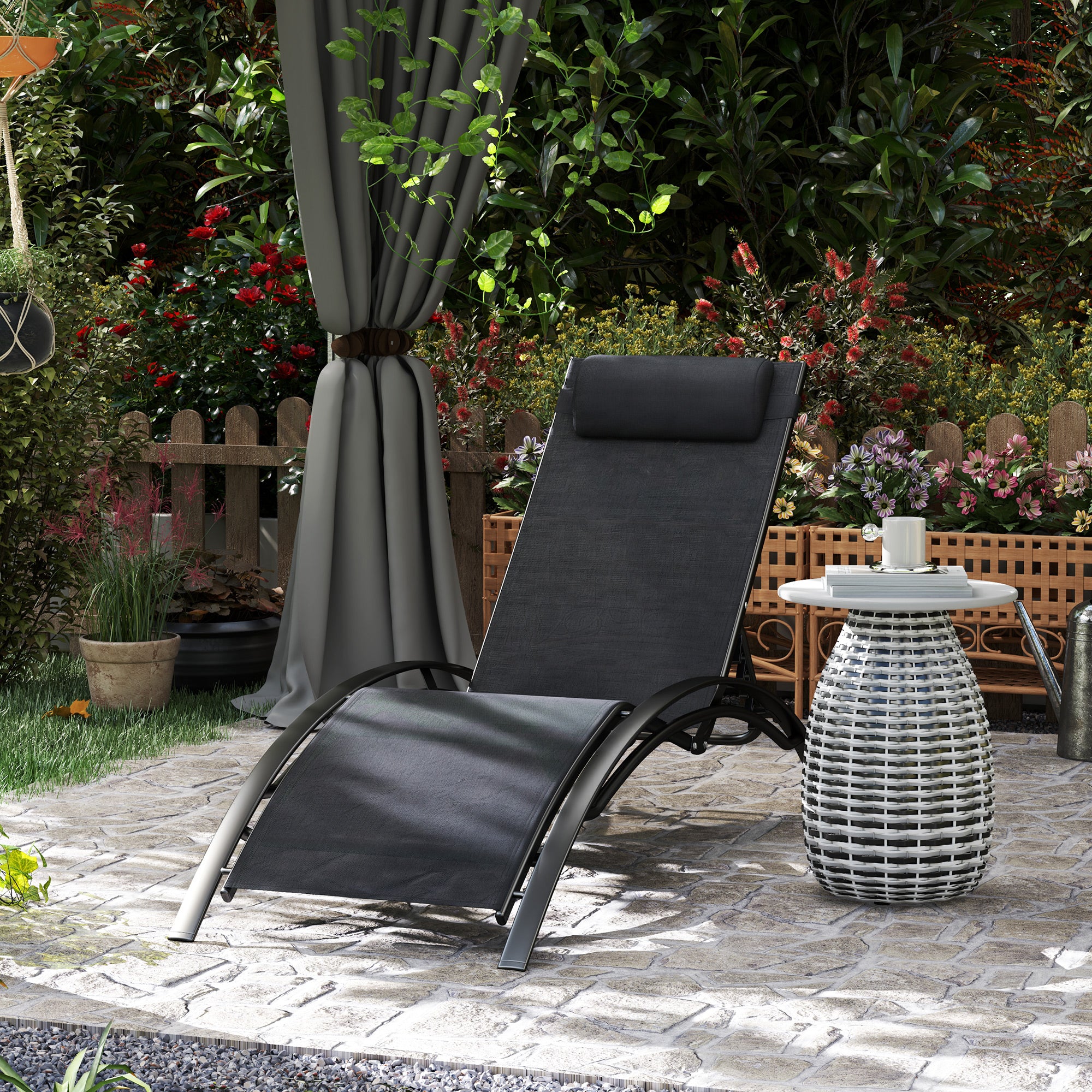 Chaise Camping Outsunny Chaise Lounge Pool Chairs Set Of