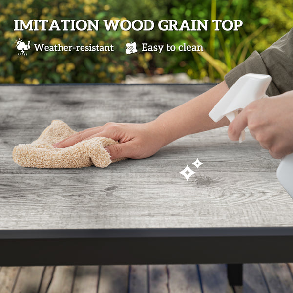 Extendable Patio Dining Table, 63"-94.5" Adjustable Outdoor Dining Table for 6-8 Person, Rectangular Table with Aluminium Edging, Steel Frame, for Porch, Deck, Garden