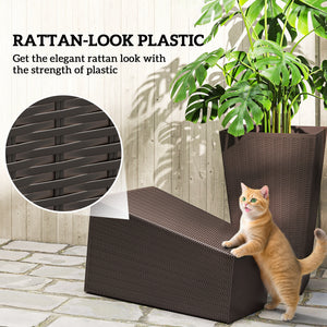 Set of 3 Tall Planters for Outdoor Plants with Drainage Hole, Indoor Outdoor Planter Flower Pot Set for Front Door, Entryway, Patio and Deck, Brown