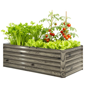 Galvanized Raised Garden Bed, 6' x 3' x 2' Outdoor Metal Planter Box, Standing Raised Bed for Growing Flowers, Herbs and Vegetables, Light Wood Effect