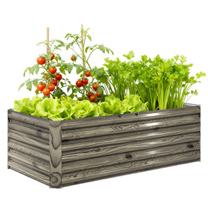 Galvanized Raised Garden Bed, 6' x 3' x 2' Outdoor Metal Planter Box, Standing Raised Bed for Growing Flowers, Herbs and Vegetables, Light Wood Effect