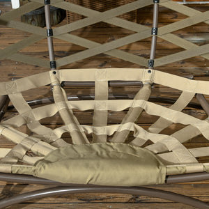 Egg Chair Outdoor, 2 Seater Folding Weave Garden Furniture Chair with Cushion, Cup Pockets for Patio Balcony - Khaki