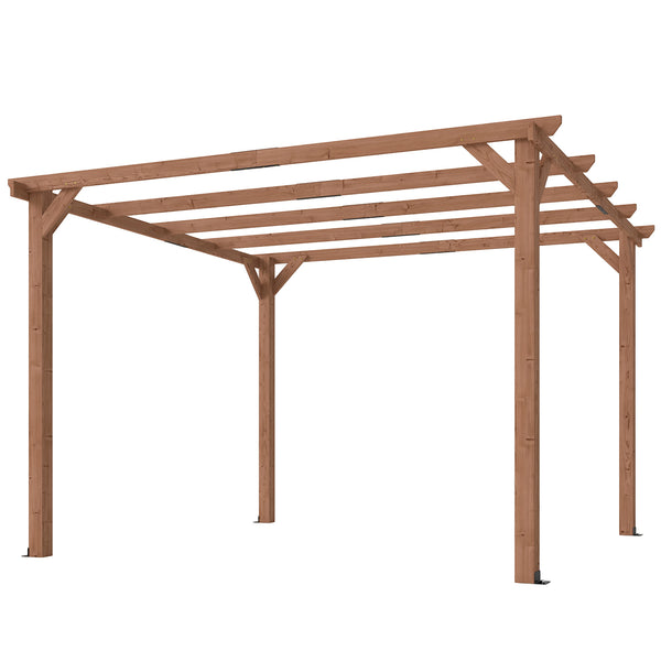 3 x 3 m Wooden Pergola Kit, Garden Pergola Gazebo Grape Trellis with Triangle Supports, 5 Crossing Beams for Climbing Vines, Flowers, Sun Shade Shelter for Grill, Patio, Maple Wood-effect