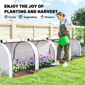13' x 3' x 2.5' Mini Greenhouse, Portable Tunnel Green House with Roll-Up Zippered Doors, UV Waterproof PE Cover, Steel Frame, White