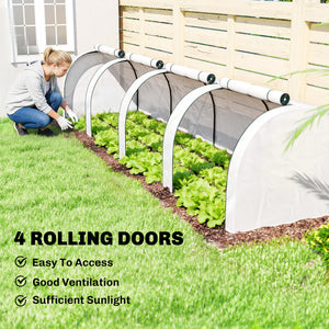 13' x 3' x 2.5' Mini Greenhouse, Portable Tunnel Green House with Roll-Up Zippered Doors, UV Waterproof PE Cover, Steel Frame, White