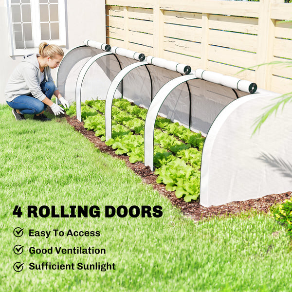 13' x 3' x 2.5' Mini Greenhouse, Portable Tunnel Green House with Roll-Up Zippered Doors, UV Waterproof PE Cover, Steel Frame, White