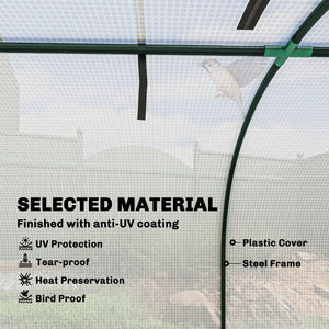 13' x 3' x 2.5' Mini Greenhouse, Portable Tunnel Green House with Roll-Up Zippered Doors, UV Waterproof PE Cover, Steel Frame, White