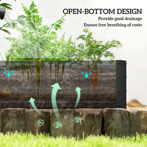 L-Shaped Raised Garden Bed, 82" x 109" x 12" Galvanized Steel Planter Box with Multi-reinforced Rods for Vegetables, Flowers and Herbs, Black