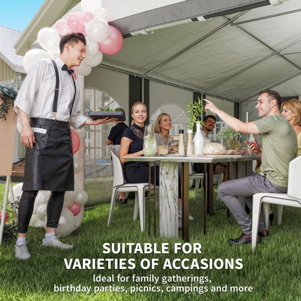 20' x 20' Heavy Duty Party Tent & Carport with Removable Sidewalls and Double Doors, Large Canopy Tent, Sun Shade Shelter, for Parties, Wedding, Outdoor Events, BBQ, White and Gray