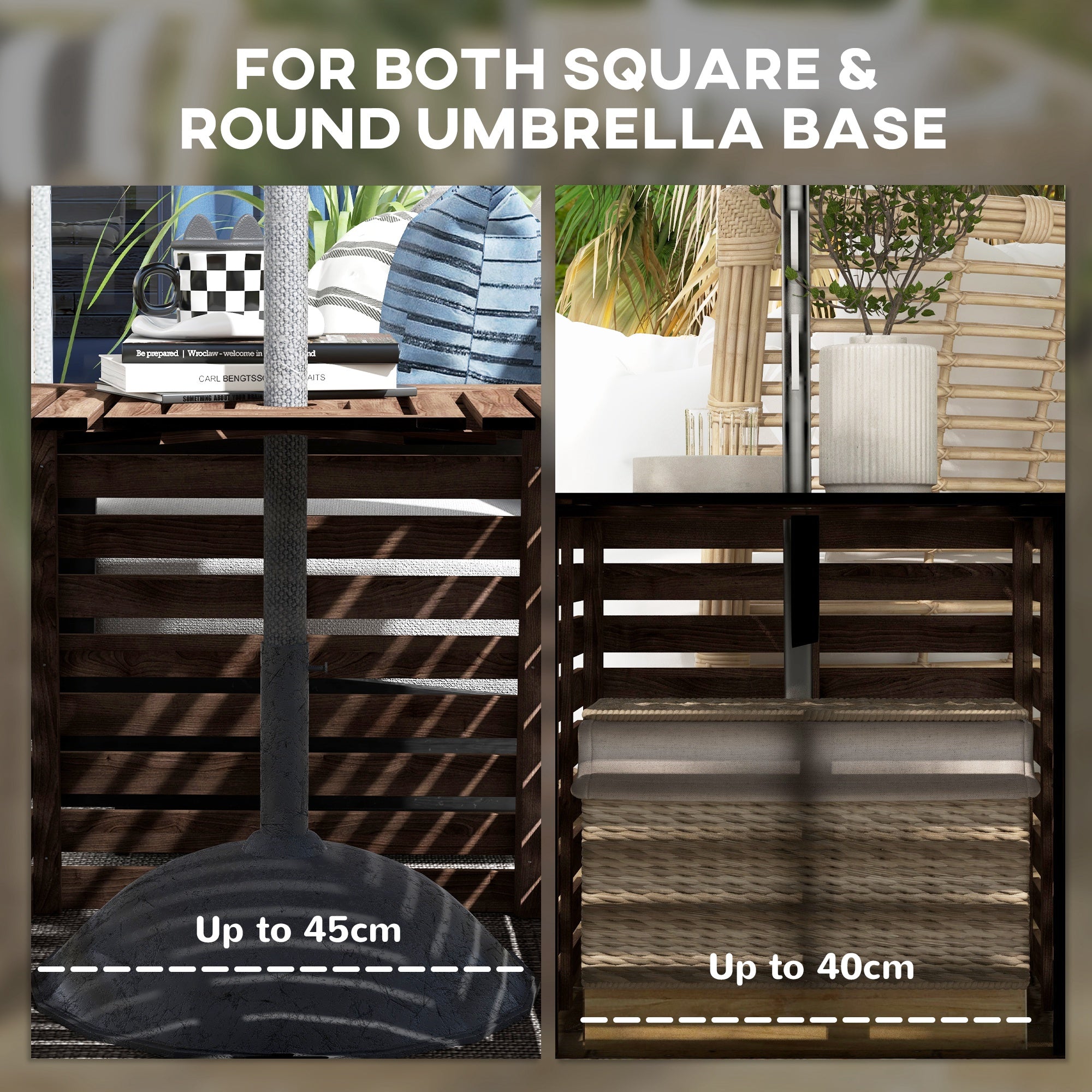 Outsunny Outdoor Umbrella Base Storage Box 2-in-1 Wooden Patio Coffee Table Brown Outsunny Outdoor Umbrella Base Storage Box 2-in-1 Wooden Patio Coffee Table Brown