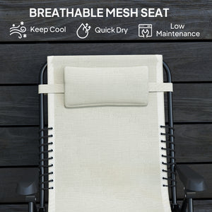 Zero Gravity Chair, Folding Outdoor Lounge Chair, 5-Position Adjustable Patio Lounger Recliner with Padded Removable Headrest for Lawn, Beach, Poolside, Beige