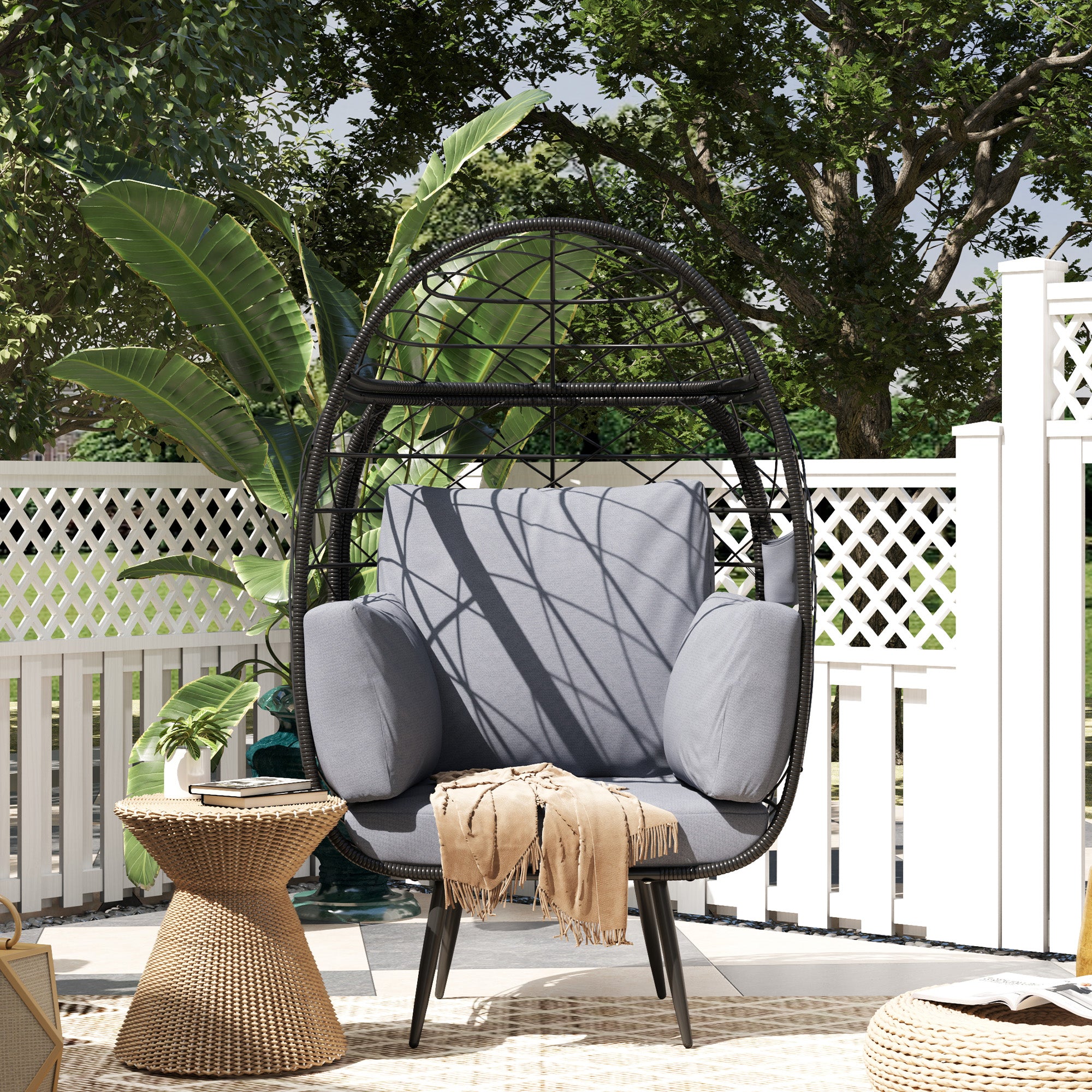 Lounge Chairs Oversized Outdoor Egg Chair Outsunnny Rattan Wicker