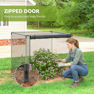 4' x 4' Crop Cage, Plant Protection Tent with Zippered Door and Galvanized Steel Frame, Fruit Cage Netting Cover for Garden, Yard, Lawn, Black