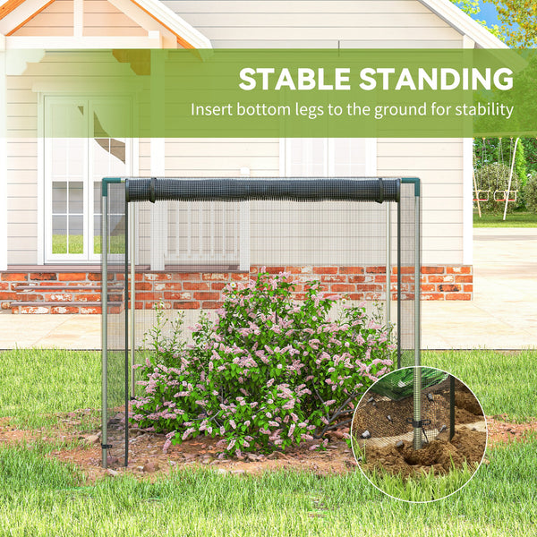 4' x 4' Crop Cage, Plant Protection Tent with Zippered Door and Galvanized Steel Frame, Fruit Cage Netting Cover for Garden, Yard, Lawn, Black