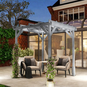 2 x 2m Wooden Pergola Kit, Decorative Garden Gazebo Shelter with Stable Structure for Climbing Vines, Flowers, Grey