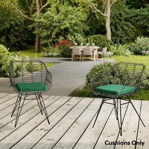 Set of 6 Chair Cushion Seat Pads Dining Chair w/ Straps, Indoor Outdoor Removable Tie On Garden Patio, Green