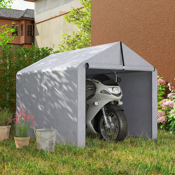 7' x 5' Portable Shed, Waterproof Bike Tent with Roll-up Zipper Door and Galvanized Steel Frame, Outdoor Storage Shed for Bike, Firewood, Garden Tools, Light Grey